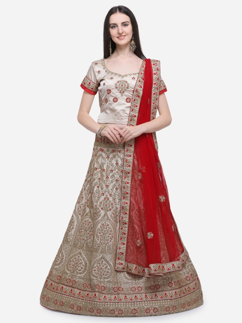 Aasvaa Beige & Red Embroidered Semi-Stitched Lehenga & Unstitched Blouse with Dupatta
Aasvaa Beige & Red Embroidered Semi-Stitched Lehenga & Unstitched Blouse with Dupatta