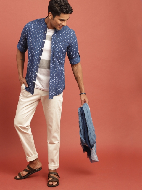Taavi Men Indigo Hand Block Printed Casual Sustainable Shirt with Roll-Up Sleeves, Blue
Taavi Men Indigo Hand Block Printed Casual Sustainable Shirt with Roll-Up Sleeves, Blue