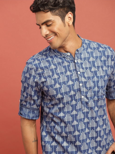 Taavi Men Blue & White Indigo Hand Block Printed Sustainable Straight Kurta with Roll-Up Sleeves
Taavi Men Blue & White Indigo Hand Block Printed Sustainable Straight Kurta with Roll-Up Sleeves