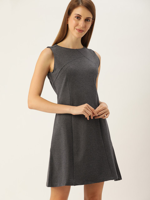 Allen Solly Woman Charcoal Grey Solid Knitted Sheath Dress 
Allen Solly Woman Charcoal Grey Solid Knitted Sheath Dress