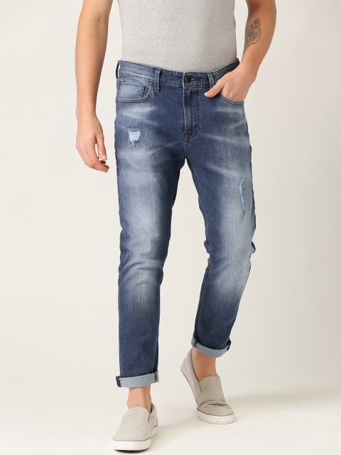 United Colors of Benetton Men Blue Regular Fit Low-Rise Low Distress Stretchable Jeans