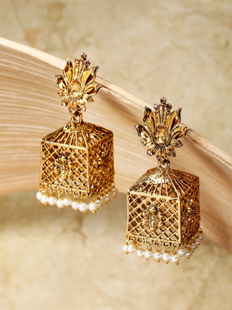 Priyaasi Gold-Plated Textured Stone-Studded Handcrafted Stylized Dome Shaped Jhumkas
Priyaasi Gold-Plated Textured Stone-Studded Handcrafted Stylized Dome Shaped Jhumkas