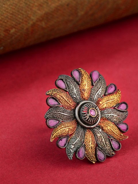 Priyaasi Gunmetal-Toned Gold-Plated Stone-Studded Handcrafted Adjustable Finger Ring, Metallic
Priyaasi Gunmetal-Toned Gold-Plated Stone-Studded Handcrafted Adjustable Finger Ring, Metallic