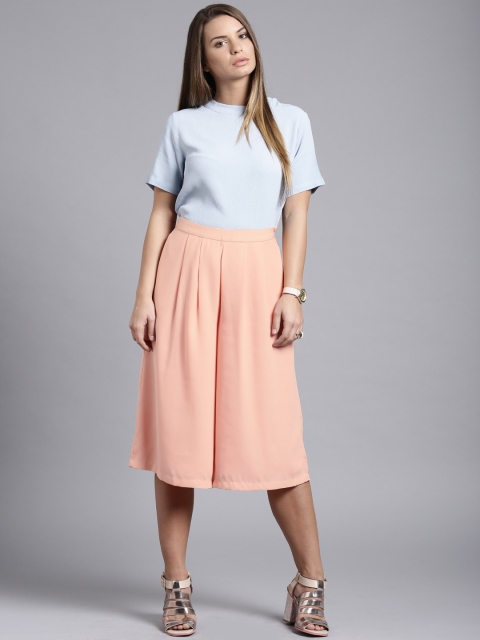 ETHER Peach-Coloured Knee-Length Culottes