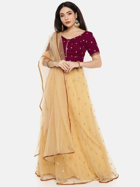 Amabelle Bridals Maroon & Beige Embellished Made to Measure Lehenga & Blouse with Dupatta
Amabelle Bridals Maroon & Beige Embellished Made to Measure Lehenga & Blouse with Dupatta