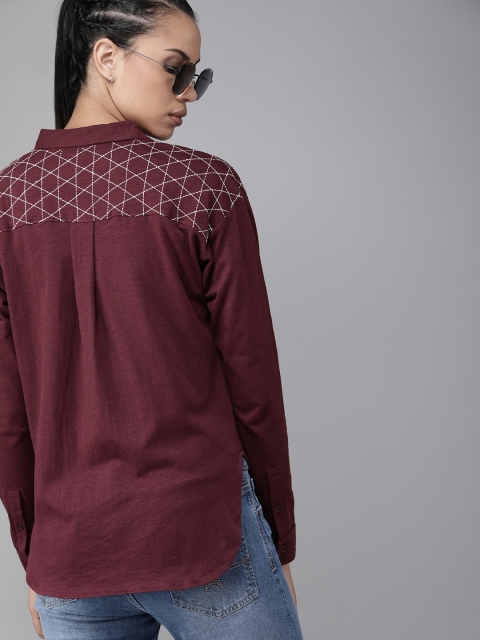 The Roadster Lifestyle Co Women Burgundy Regular Fit Solid Casual Knitted Shirt with Embroidered Detail
The Roadster Lifestyle Co Women Burgundy Regular Fit Solid Casual Knitted Shirt with Embroidered Detail