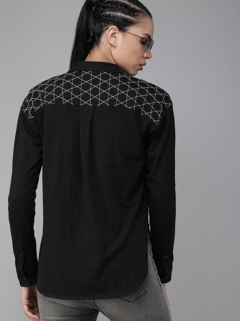 Roadster Women Black Regular Fit Solid Casual Knitted Shirt with Embroidered Detail
Roadster Women Black Regular Fit Solid Casual Knitted Shirt with Embroidered Detail