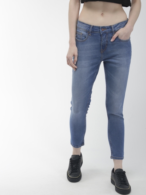 Harvard Women Blue Skinny Fit Mid-Rise Clean Look Stretchable Cropped Jeans