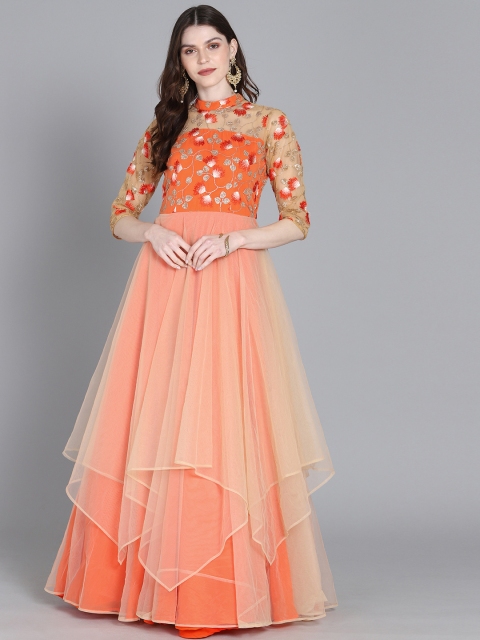 EthnoVogue Women Beige & Orange Embellished Fit and Flare Made to Measure Maxi Dress
EthnoVogue Women Beige & Orange Embellished Fit and Flare Made to Measure Maxi Dress
