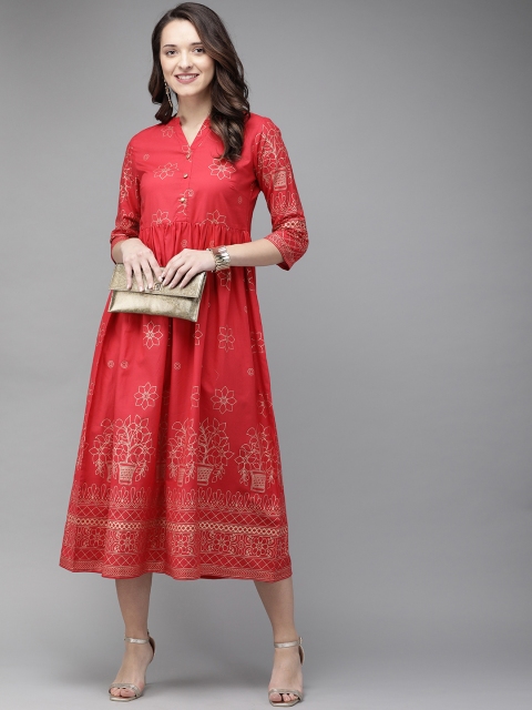 Anouk Women Red Printed A-Line Kurta