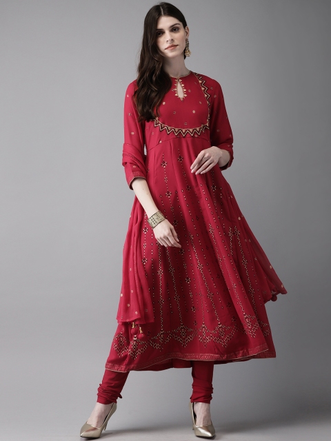 Anouk Women Red Foil Print & Embroidered Detail Anarkali Kurta with Churidar & Dupatta
Anouk Women Red Foil Print & Embroidered Detail Anarkali Kurta with Churidar & Dupatta
