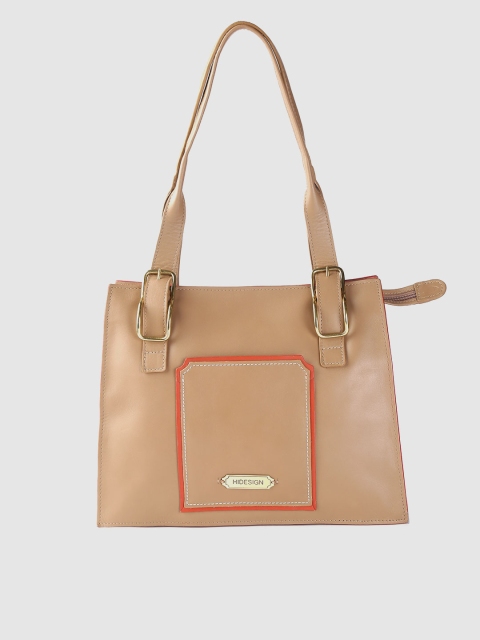 Hidesign Beige Leather Solid Shoulder Bag