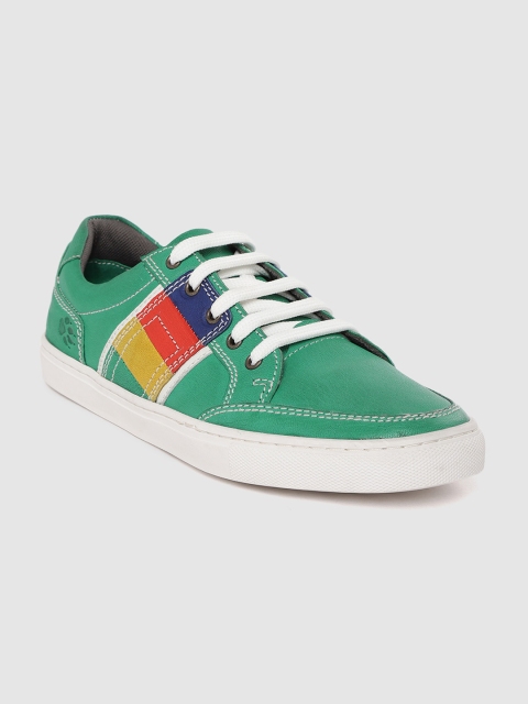LEO CLAWS Men Green Solud Leather Sneakers