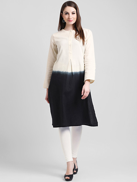 Aayna Women Off-White & Black Printed Straight Kurta
Aayna Women Off-White & Black Printed Straight Kurta