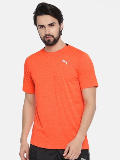 Puma Men Orange Solid Round Neck Ignite Heather Training & Running T-shirt
