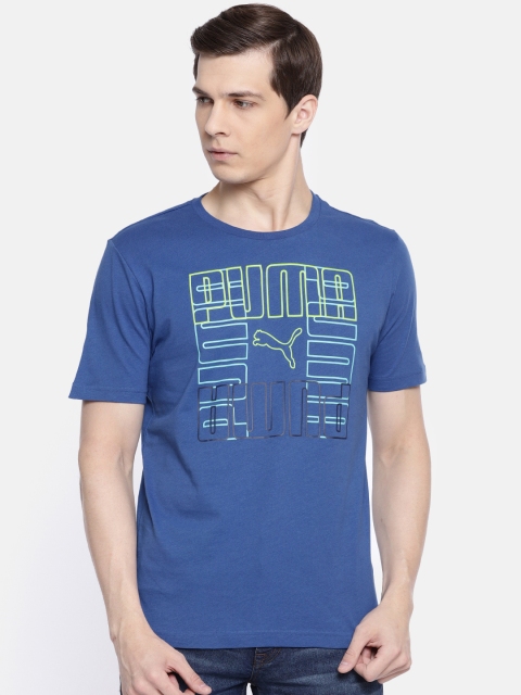 Puma Men Blue Printed Round Neck T-shirt