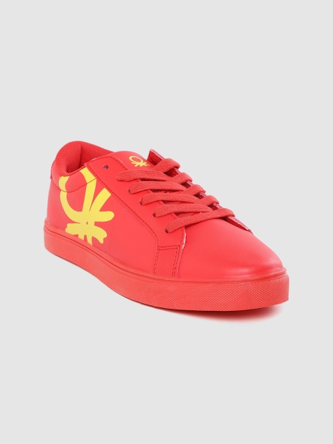 United Colors of Benetton Women Red Solid Sneakers