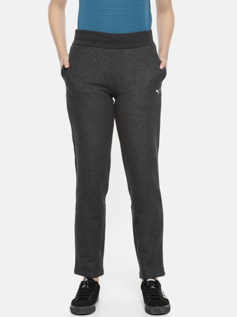 Puma Women Charcoal Grey Solid Slim Fit Track Pants