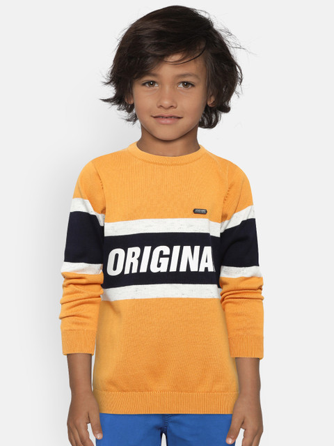 Monte Carlo Boys Mustard Yellow & Navy Blue Colourblocked Sweater with Printed Detail
Monte Carlo Boys Mustard Yellow & Navy Blue Colourblocked Sweater with Printed Detail