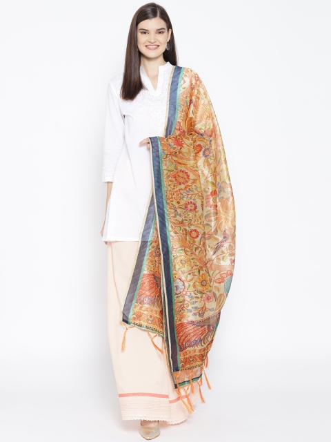 Shaily Yellow & Orange Printed Dupatta