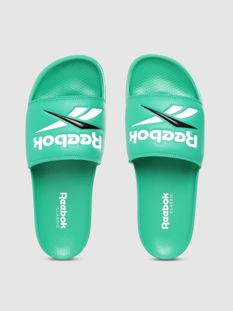 Reebok Classic Unisex Green & White Printed Sliders