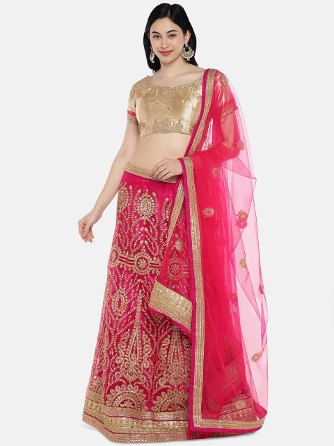 Mitera Pink & Gold-Toned Embroidered Semi-Stitched Lehenga & Unstitched Blouse with Dupatta
Mitera Pink & Gold-Toned Embroidered Semi-Stitched Lehenga & Unstitched Blouse with Dupatta