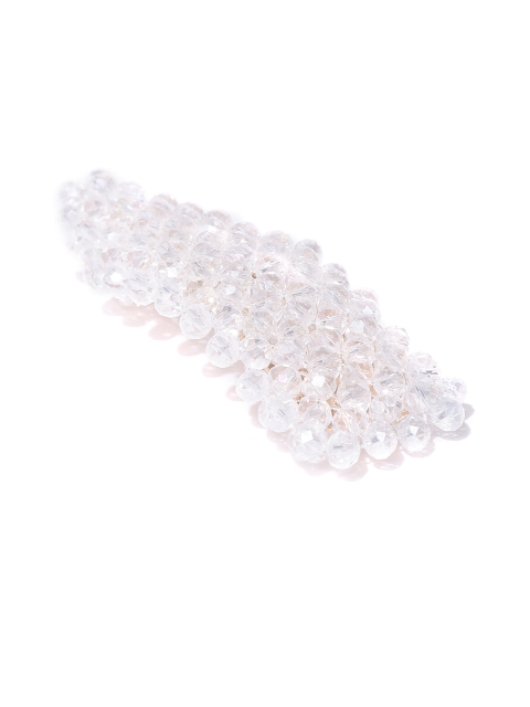 Blueberry White Beaded Tic Tac Hair Clip