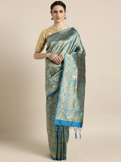 Mitera Blue & Gold-Coloured Art Silk Woven Design Banarasi Saree