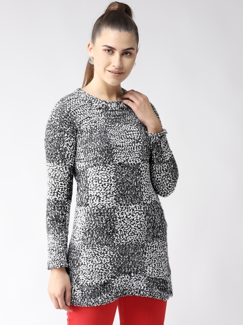 Madame Women Black & White Boucle Pullover