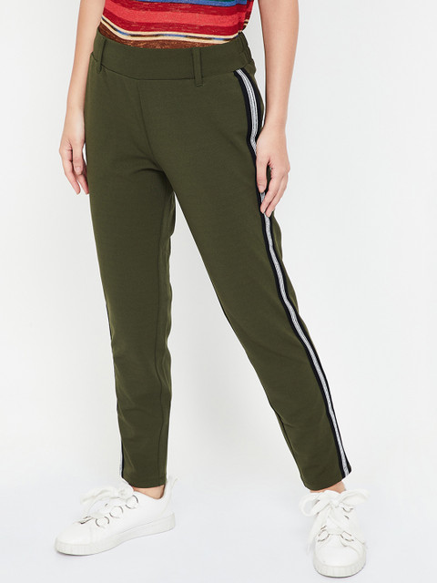 Bossini Women Olive Green Slim Fit Solid Regular Trousers 
Bossini Women Olive Green Slim Fit Solid Regular Trousers