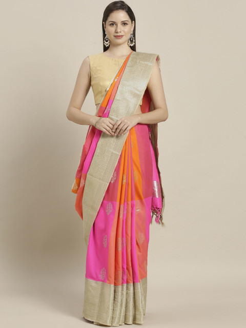 Varkala Silk Sarees Orange & Peach-Coloured Silk Blend Woven Design Kanjeevaram Saree
Varkala Silk Sarees Orange & Peach-Coloured Silk Blend Woven Design Kanjeevaram Saree