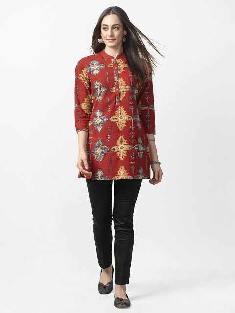 Fabindia Red & Blue Kalamkari Print Tunic