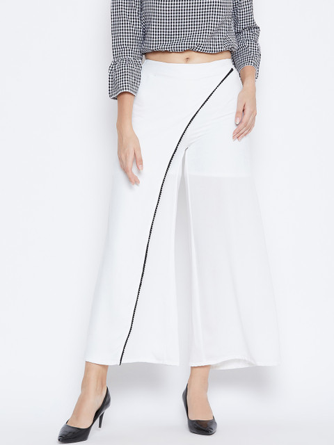 DODO & MOA Women Off-White Regular Fit Solid Parallel Trousers 
DODO & MOA Women Off-White Regular Fit Solid Parallel Trousers