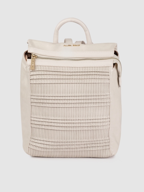 Allen Solly Women Cream-Coloured Textured Backpack