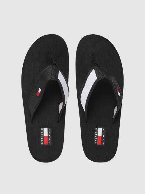 Tommy Hilfiger Men Black & White Colourblocked Thong Flip-Flops