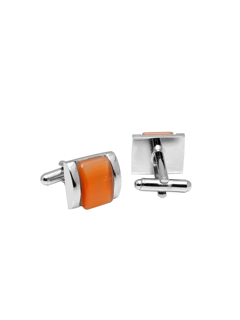 Tossido Orange & Silver-Toned Cufflinks