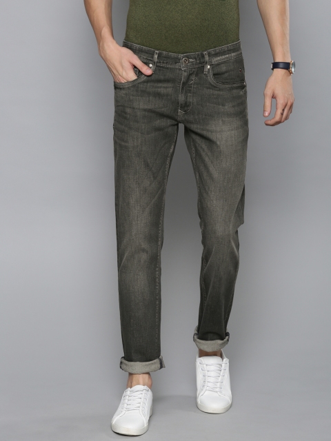 Louis Philippe Jeans Men Grey Matt Slim Fit Mid-Rise Clean Look Jeans