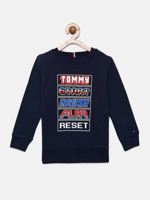 Tommy Hilfiger Boys Navy Blue Printed Sweatshirt