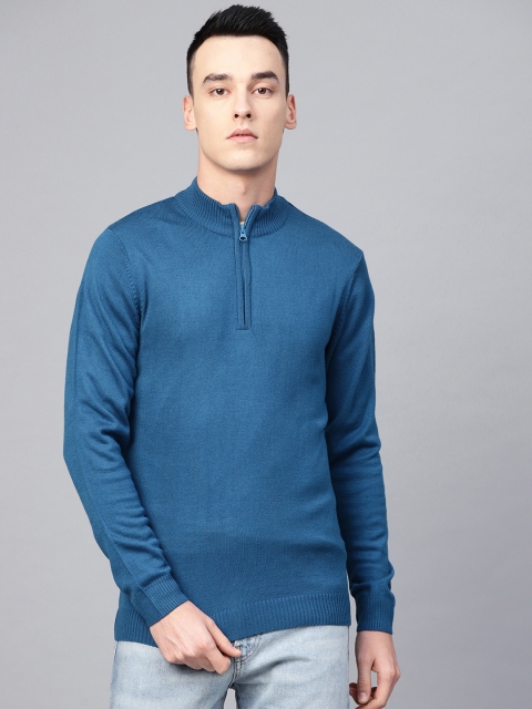 Van Heusen Sport Men Blue Solid Sweater