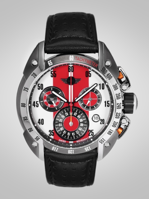 MINI Men White & Red Swiss Movement Chronograph Watch 360506
