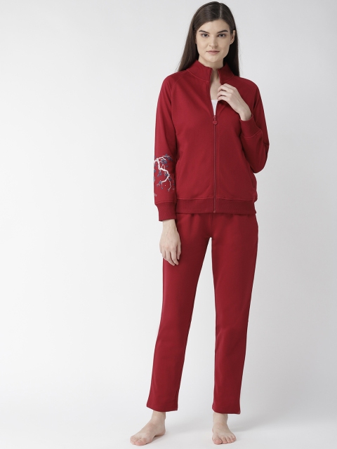 MADAME M SECRET Women Maroon Solid Night Suit