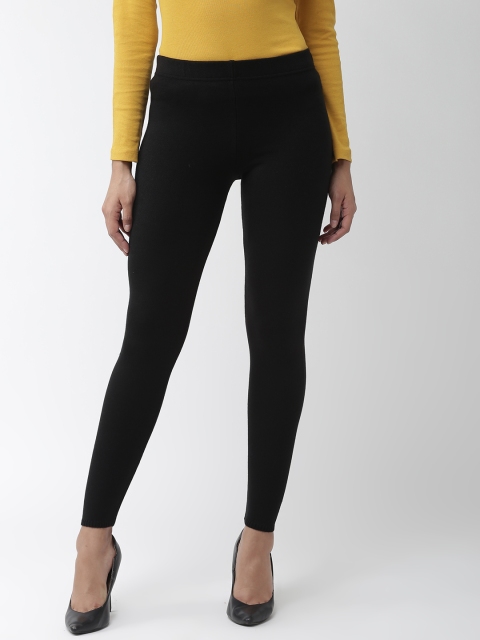 Madame Women Black Solid Ankle-Length Winter Leggings