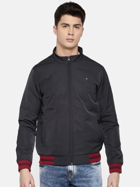 SPYKAR Men Navy Blue Solid Bomber Jacket