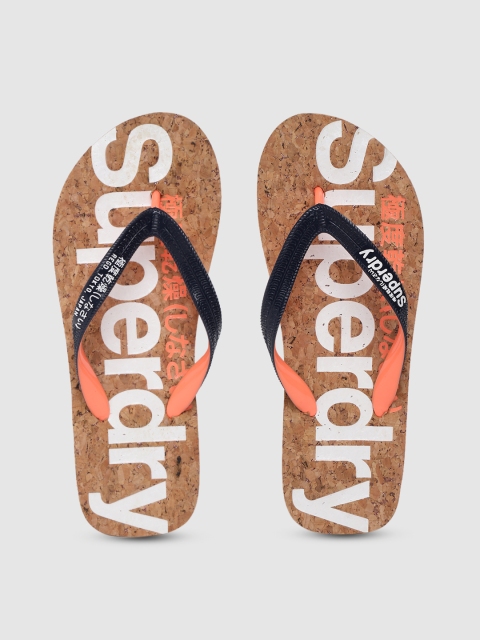 Superdry Women Navy Blue & Brown Printed Thong Flip-Flops