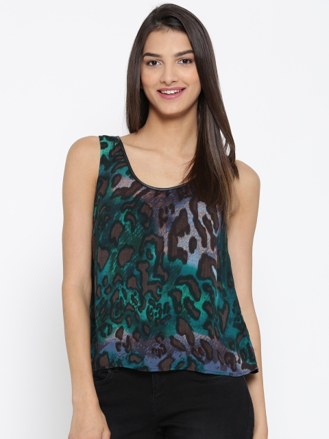 Vero Moda Green & Brown Printed Top