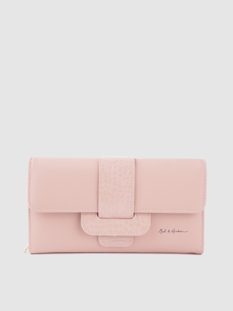 Mast & Harbour Women Pink Solid Three Fold Wallet
