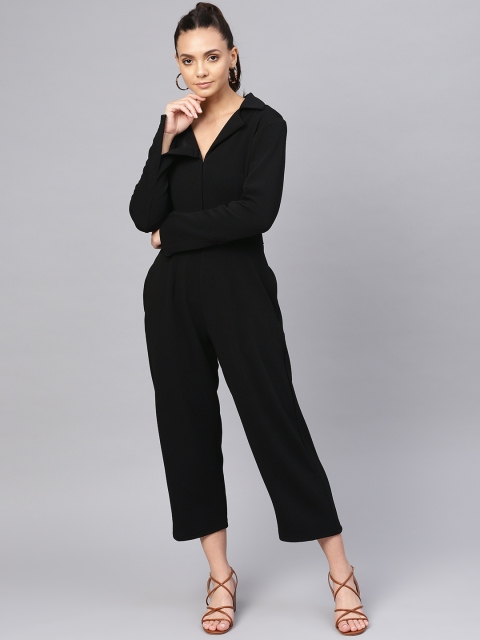 Femella Women Black Solid Basic Jumpsuit