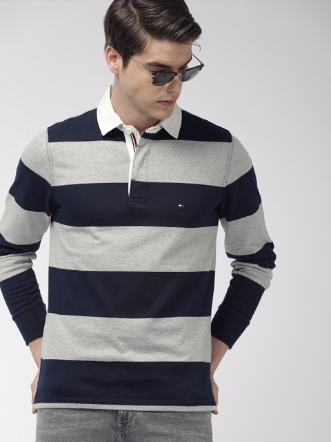 Tommy Hilfiger Men Grey & Navy Blue Striped T-Shirt
Tommy Hilfiger Men Grey & Navy Blue Striped T-Shirt