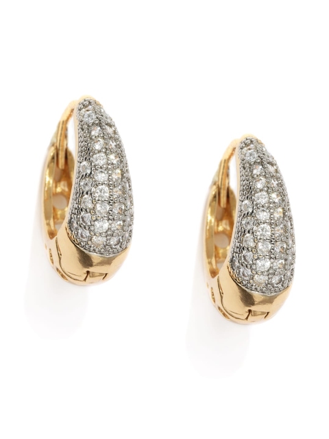 Sukkhi Women Gold-Plated & Silver-Toned Circular Hoop Earrings