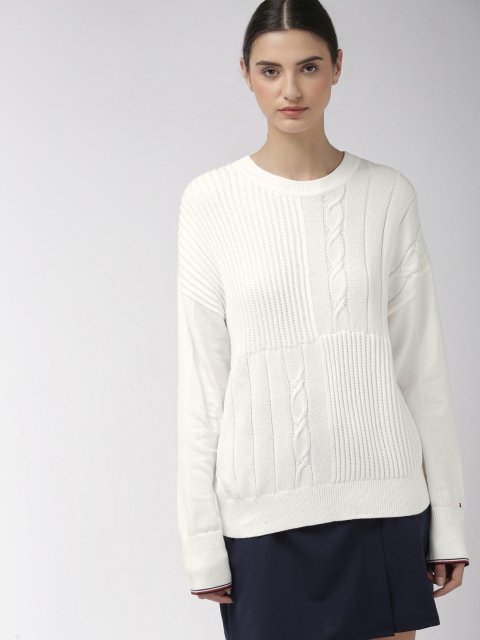 Tommy Hilfiger Women White Solid Sweater